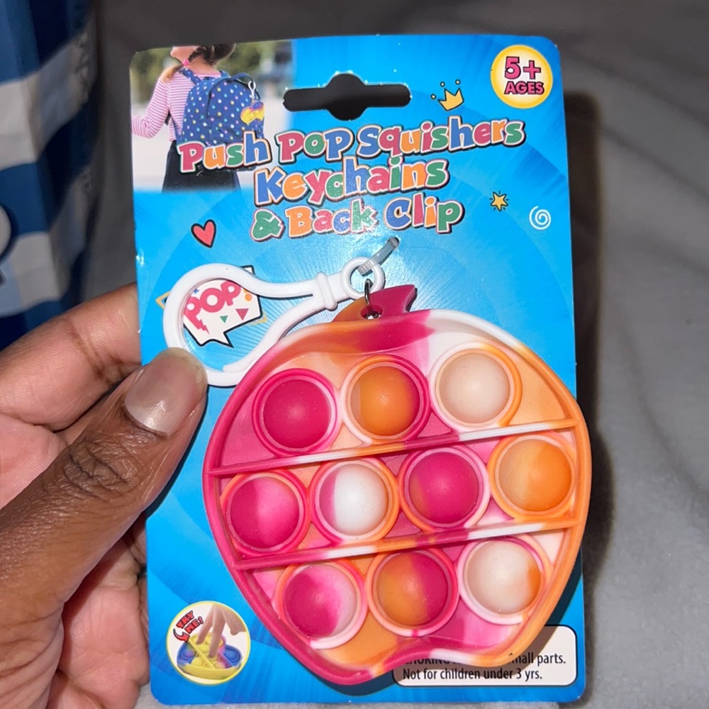 Push pop squishers, key chains, and back clip